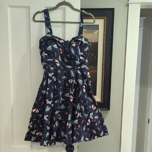 Floral Print Navy Dress